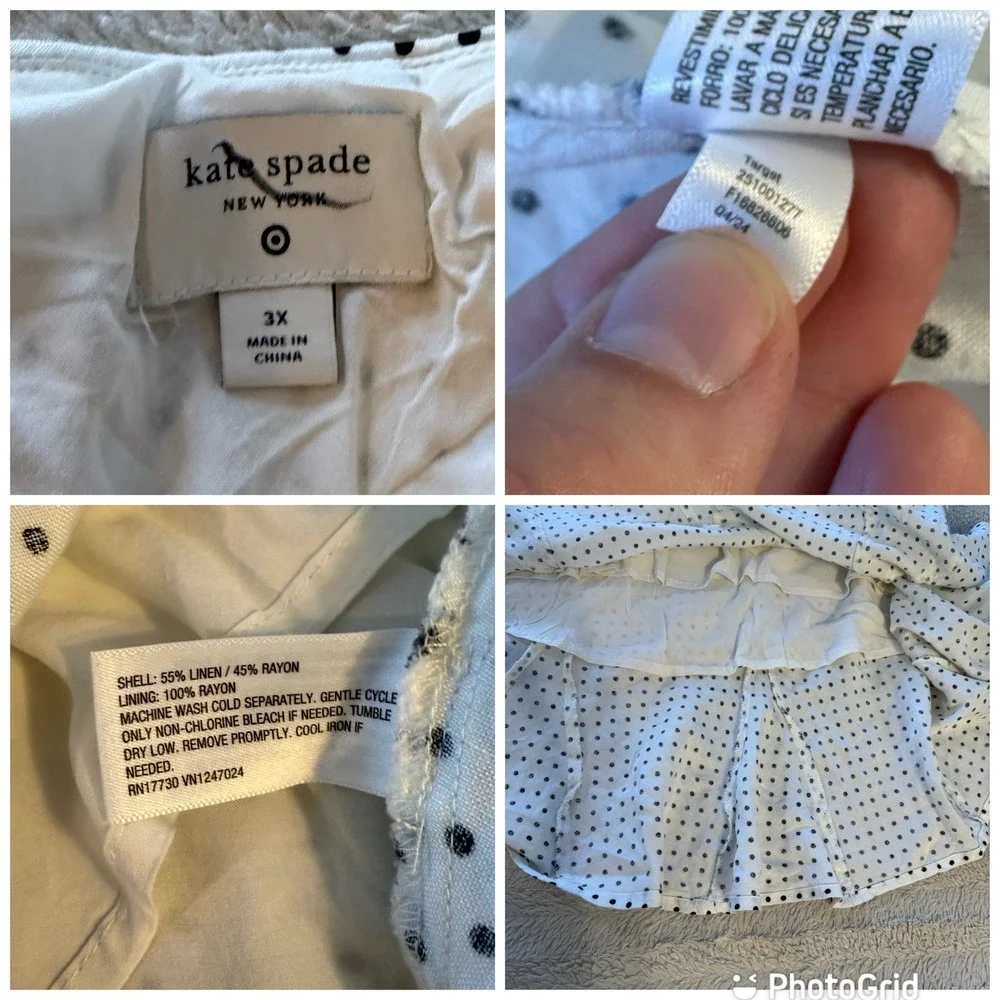 Kate Spade NY x Target‎ PolkaDot Linen Blend Fit & Flare Midi Skirt Women's 3X